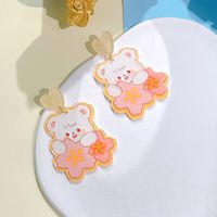 1 Pair Cute Rabbit Printing Arylic Drop Earrings sku image 4