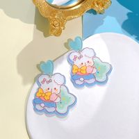 1 Pair Cute Rabbit Printing Arylic Drop Earrings sku image 5