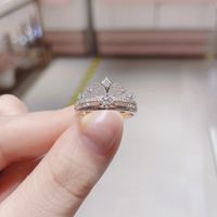 Moderner Stil Krone Kupfer Überzug Inlay Künstlicher Diamant Ringe sku image 1