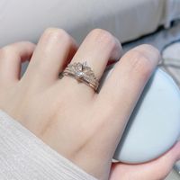 Modern Style Crown Copper Plating Inlay Artificial Diamond Rings main image 4