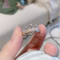 Moderner Stil Krone Kupfer Überzug Inlay Künstlicher Diamant Ringe main image 5