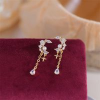1 Paire Style Ig Brillant Star Lune Gland Placage Incruster Alliage Strass Boucles D'oreilles Clips D'oreille sku image 1