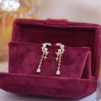 1 Paire Style Ig Brillant Star Lune Gland Placage Incruster Alliage Strass Boucles D'oreilles Clips D'oreille main image 5