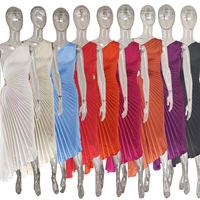 Women's Party Dress Elegant Oblique Collar Sleeveless Solid Color Midi Dress Banquet main image 5