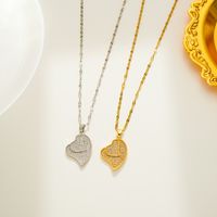 Sweet Heart Shape Titanium Steel Plating Inlay Zircon 18k Gold Plated Pendant Necklace main image 4