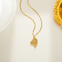 Sweet Heart Shape Titanium Steel Plating Inlay Zircon 18k Gold Plated Pendant Necklace main image 2