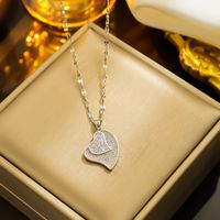 Sweet Heart Shape Titanium Steel Plating Inlay Zircon 18k Gold Plated Pendant Necklace sku image 2