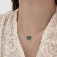 Sweet Heart Shape Sterling Silver Inlay Artificial Gemstones Pendant Necklace main image 3