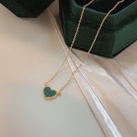 Sweet Heart Shape Sterling Silver Inlay Artificial Gemstones Pendant Necklace sku image 2
