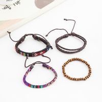 Wholesale Jewelry Retro Geometric Pu Leather Wooden Beads Cowhide Bracelets main image 2
