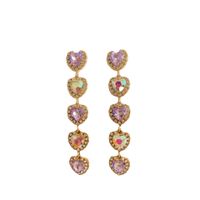 1 Pair Simple Style Shiny Star Tassel Heart Shape Plating Inlay Copper Rhinestones Drop Earrings main image 4