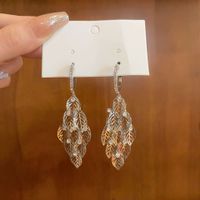 1 Pair Simple Style Shiny Star Tassel Heart Shape Plating Inlay Copper Rhinestones Drop Earrings sku image 22