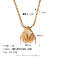 Vintage Style Shell Stainless Steel Plating 18k Gold Plated Pendant Necklace sku image 1