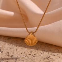 Vintage Style Shell Stainless Steel Plating 18k Gold Plated Pendant Necklace main image 3
