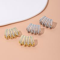 1 Pair Simple Style Solid Color Plating Inlay Alloy Rhinestones 14k Gold Plated Silver Plated Ear Studs main image 1