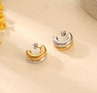 1 Pair Simple Style C Shape Plating Titanium Steel Gold Plated Earrings main image 2
