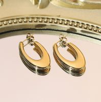 1 Pair Simple Style Classic Style Color Block Plating Titanium Steel Gold Plated Ear Studs main image 7