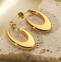 1 Pair Simple Style Classic Style Color Block Plating Titanium Steel Gold Plated Ear Studs main image 1