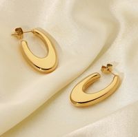 1 Pair Simple Style Classic Style Color Block Plating Titanium Steel Gold Plated Ear Studs main image 3