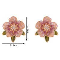 1 Paar Elegant Retro Blume Überzug Inlay Kupfer Künstlicher Kristall Künstliche Perlen 14 Karat Vergoldet Ohrstecker main image 4