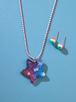 Wholesale Jewelry Cute Star Heart Shape Imitation Pearl Resin Earrings Necklace sku image 2