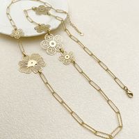 304 Stainless Steel 14K Gold Plated Glam Modern Style Plating Flower Necklace main image 3