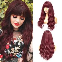 Women's Simple Style Wine Red Casual High Temperature Wire Bangs Long Curly Hair Wigs main image 2