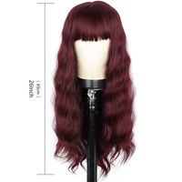 Women's Simple Style Wine Red Casual High Temperature Wire Bangs Long Curly Hair Wigs sku image 1
