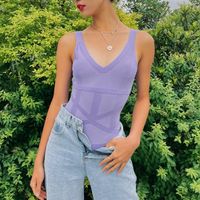 Women's Bodysuits Bodysuits Rib-knit Backless Sexy Solid Color main image 4