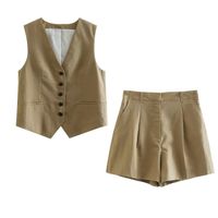 Women's Casual Solid Color Polyester Pocket Shorts Sets main image 6
