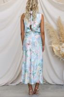 Women's Satin Dress Elegant Turtleneck Printing Sleeveless Flower Maxi Long Dress Banquet main image 2