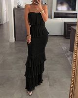 Women's Sheath Dress Sexy Strapless Sleeveless Solid Color Maxi Long Dress Banquet sku image 16