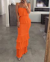 Women's Sheath Dress Sexy Strapless Sleeveless Solid Color Maxi Long Dress Banquet sku image 6