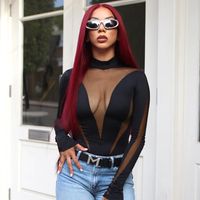 Women's Bodysuits Bodysuits See-through Sexy Solid Color main image 4