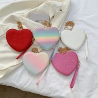 Women's Small Pu Leather Gradient Color Heart Shape Cute Heart-shaped Zipper Crossbody Bag main image 1