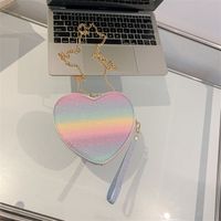 Women's Small Pu Leather Gradient Color Heart Shape Cute Heart-shaped Zipper Crossbody Bag sku image 10