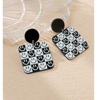 1 Pair Casual Simple Style Smiley Face Rectangle Stoving Varnish Arylic Drop Earrings main image 1
