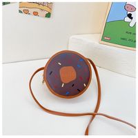 Girl's Small Pu Leather Donuts Cute Round Zipper Crossbody Bag sku image 1