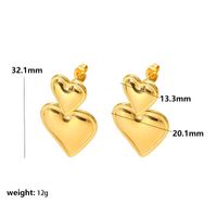 1 Pair Elegant Sweet Heart Shape Titanium Steel Drop Earrings main image 2