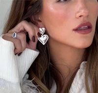 1 Pair Elegant Sweet Heart Shape Titanium Steel Drop Earrings main image 3