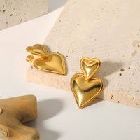 1 Pair Elegant Sweet Heart Shape Titanium Steel Drop Earrings main image 1