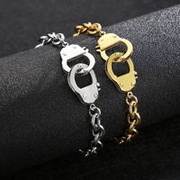 Stainless Steel 18K Gold Plated Retro Chain Solid Color Bracelets Necklace main image 8