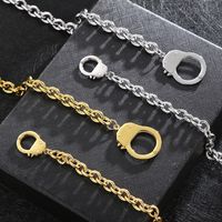 Stainless Steel 18K Gold Plated Retro Chain Solid Color Bracelets Necklace main image 7