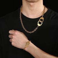 Stainless Steel 18K Gold Plated Retro Chain Solid Color Bracelets Necklace main image 5