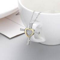 Elegant Strassenmode Kreuzen Herzform Sterling Silber Zirkon Halskette Mit Anhänger In Masse sku image 1