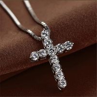 Ethnic Style Cross Copper Plating Inlay Zircon White Gold Plated Charms Pendant Necklace main image 4