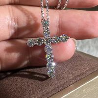 Ethnic Style Cross Copper Plating Inlay Zircon White Gold Plated Charms Pendant Necklace main image 1