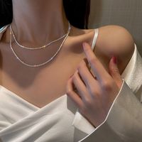 Simple Style Korean Style Solid Color Sterling Silver Necklace In Bulk sku image 1
