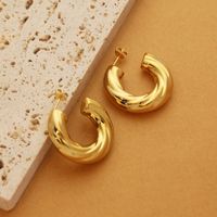1 Pair Retro Simple Style C Shape U Shape Solid Color Plating Titanium Steel 18k Gold Plated Earrings main image 5