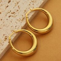 1 Pair Retro Simple Style C Shape U Shape Solid Color Plating Titanium Steel 18k Gold Plated Earrings sku image 9